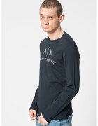 Armani Exchange Вталена памучна блуза - Бял/Тъмносин