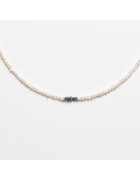 Atelier Devi Колие от естествени бели перли - черни необработени диаманти и 14K златно покритие - Sayuri