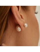 Atelier Devi Обеци Double Pearl" Сребро 925 – Родирано покритие"