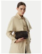 Balagan чанта crossbody от естествена кожа с крокодилски ефект - закопчаване с копчета тик-так - тъмнокафява