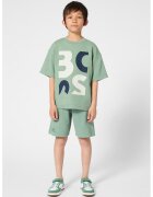 BOSS Kidswear Къс памучен панталон с лого