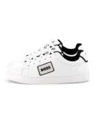 BOSS Kidswear Кожени спортни обувки с пришито лого и равна подметка