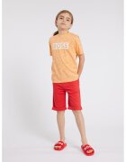 BOSS Kidswear Памучна тениска с щампа - Бял/Оранжев