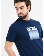 BOSS Памучна тениска с лого - Черен/Бял