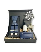 Bugatti Мъжки подаръчен комплект - 421277 - Blue Box - презрамки - портфейл от естествена кожа -