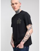 Calvin Klein Jeans Памучна тениска с овално деколте и лого - Златист/Черен