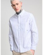 Calvin Klein Jeans Риза на райе с дълги ръкави - Бял/Сив