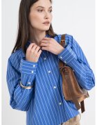Calvin Klein Jeans Свободна тениска на райе - Бял/Син