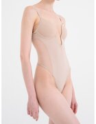 Calvin Klein Оформящо боди с мрежа - Тъмнобежово