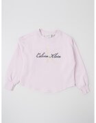 Calvin Klein Памучен суитшърт с бродирано лого - Светлорозов/Тъмносин