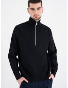 Calvin Klein Рипсен пуловер с поло и къс цип