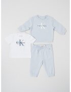 Calvin Klein Тениска - суитшърт и панталон - 3 части - Бял/Черен