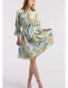 CAMISSI Къса рокля с десен - Зелен/Фуксия