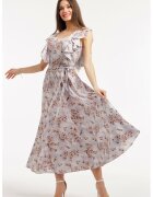 CAMISSI Разкроена рокля с десен и колан - Слонова кост/Тюркоаз/Синапено жълто