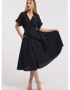 CAMISSI Разкроена рокля с лен и шпиц