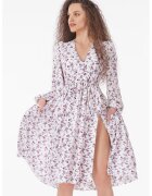 CAMISSI Разкроена рокля с цепка встрани - Черен/Кафяв