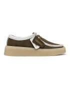 Clarks Кожени обувки Torview с десен - Бял/Маслинено зелено