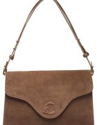 Coccinelle чанта от велур с капак и магнитно закопчаване с копчета - 0000306320789