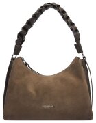 Coccinelle чанта от велур с плетена дръжка 0000306319363 - Зелена