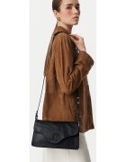 Coccinelle чанта през рамо от естествена кожа с капак и релефно лого 0000306320772 - черна