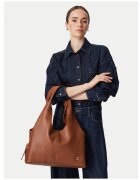 Coccinelle чанта shopper от естествена зърнеста кожа с метално лого и магнитно закопчаване - кафява