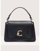 Coccinelle Кожена чанта C-Me с капаче - Черен