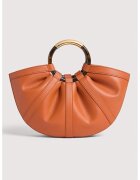 Coccinelle Кожена ръчна чанта с отделяща се презрамка - Карамел