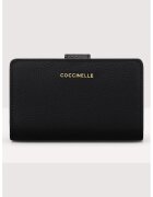Coccinelle Кожено портмоне с релеф - Черен