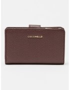 Coccinelle Кожено портмоне с релеф - Тъмно бордо