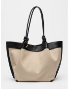 Coccinelle Текстилна чанта тип Tote с кожа - Черен/Бежов