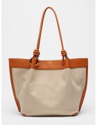 Coccinelle Текстилна чанта тип Tote с кожа - Оранжев/Бежов