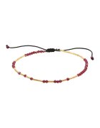 CORINA MARDARI 14K/20 Gold Filled Drawstring Bracelet With Garnet Stones - Червен/Златист