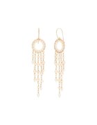 CORINA MARDARI Обеци Pearls Fall - дълги - с бели култивирани перли и 14к/20 позлатено злато