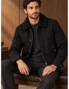 Danger Мъжко яке черно с пухена яка regular fit