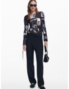 Desigual Блуза Plissé от шифон - Черен/Сив