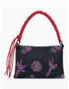 Desigual Чанта за рамо от еко кожа с шарка - Черен/Виолетов