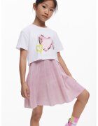 Desigual Памучна рокля с дизайн 2в1 с отделяща се тениска - Бял/Прашно синьо