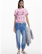 Desigual Памучна тениска с принт на Mickey&Minnie