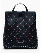 Desigual Раница от еко кожа с капси - Червен/Черен