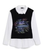 Desigual Риза Бяла - Черна - Памук - Бял/Черен