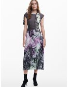 Desigual Рокля с дизайн 2 в 1 и къси ръкави - Виолетов/Тъмнозелен/Tъмносив