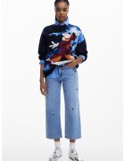 Desigual Суитшърт Mickey Moose - Ултрамарин синьо/Тъмночервен/Мръснобял