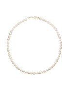 e-Crystal Колие от жълто злато 585 - 14К с бели култивирани перли 6 -5 мм - класическа закопчалка - 39 CM