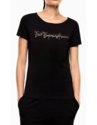 EA7 Дамска тениска TRAIN LOGO SERIES W HANDWRITTEN TEE CROSSOVER - памук - черна