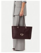 Eva Minge голяма чанта tote от еко кожа с цип и метален сърцевиден емблематичен детайл - червена