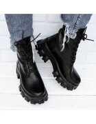 Exclusives Bocanci din piele naturala - cu siret si talpa cu aspect masiv Classic