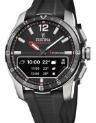 Festina Мъжки часовник Connected Titanium - черен/сребрист - кварцов механизъм - водоустойчив щен 3 ATM - аналогов дисплей - силиконова каишка