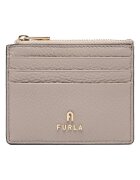 Furla дамско портмоне от естествена кожа с цип и метално лого - бежово