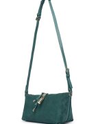 Furla велурена чанта за рамо с цип - регулируема презрамка и метални аксесоари - зелена