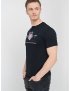 Gant Памучна тениска с лога - Черен/Светло сив/Мръснобял